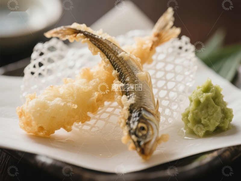 高清大图下载【趣麦麦图】金鱼天妇罗配芥末酱