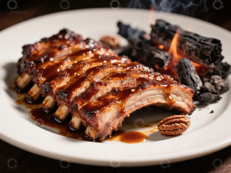 高清大图下载【趣麦麦图】烤肋排配烟熏木炭