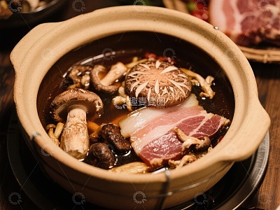 砂锅炖煮香菇肉片