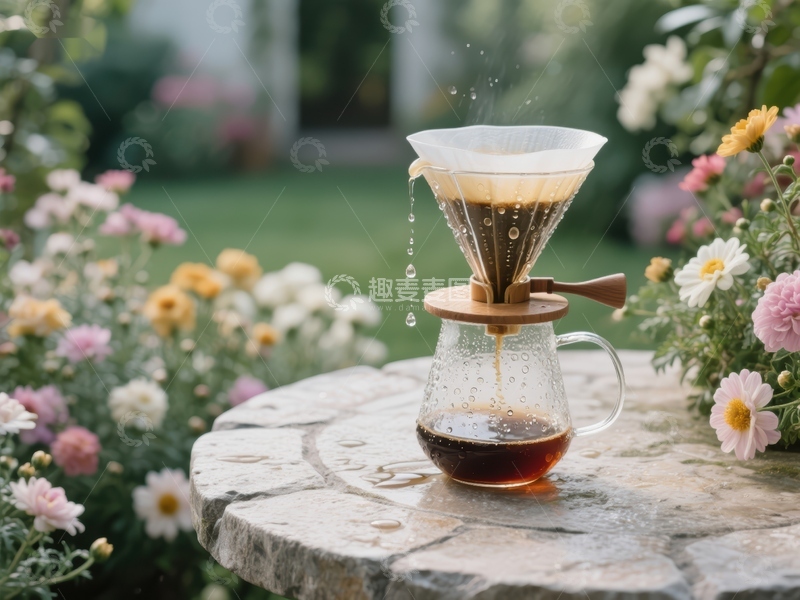 高清大图下载【趣麦麦图】花园中的手冲咖啡