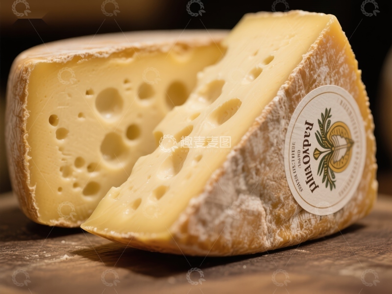 高清大图下载【趣麦麦图】切开的奶酪展示其多孔质地