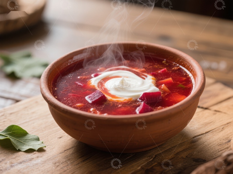 高清大图下载【趣麦麦图】热腾腾的红菜汤配酸奶油