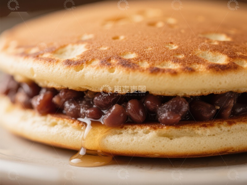 高清大图下载【趣麦麦图】豆馅煎饼夹心特写
