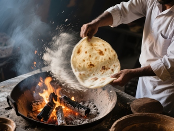传统烤饼制作：火焰上的美食