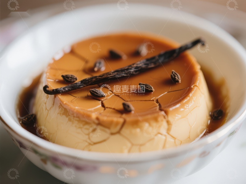 高清大图下载【趣麦麦图】焦糖布丁配香草豆