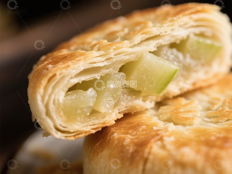 高清大图下载【趣麦麦图】酥皮苹果派的诱人特写