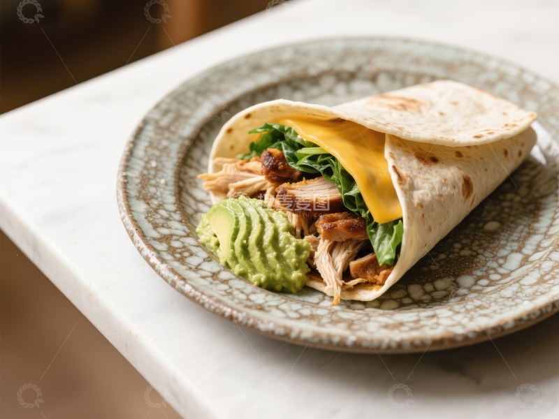 高清大图下载【趣麦麦图】鸡肉卷饼配鳄梨酱