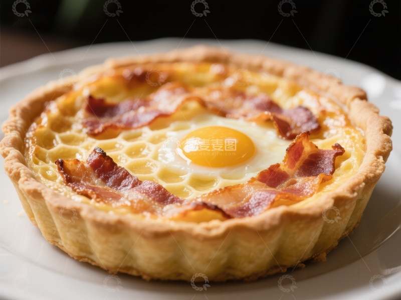 高清大图下载【趣麦麦图】培根蛋挞，金黄诱人