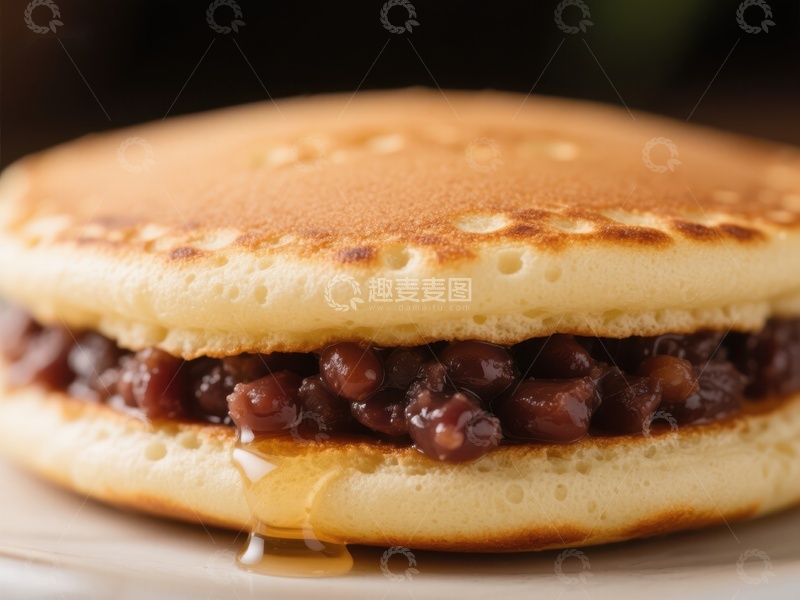 高清大图下载【趣麦麦图】红豆夹心煎饼特写