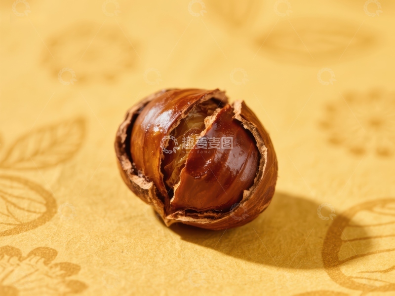 高清大图下载【趣麦麦图】烤栗子特写，壳裂露出果肉