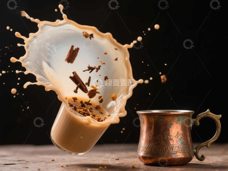 高清大图下载【趣麦麦图】热饮飞溅，香料四溢