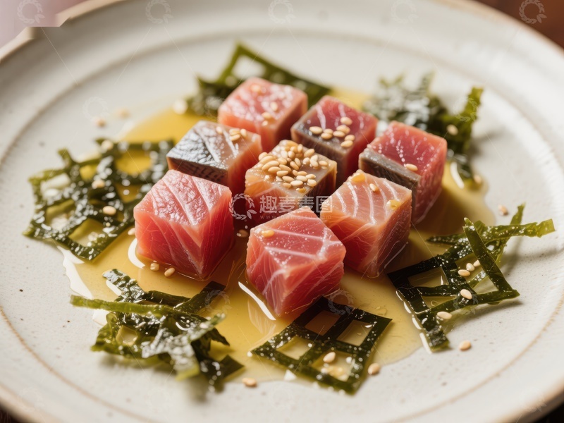 高清大图下载【趣麦麦图】精致生鱼片配海苔与酱汁