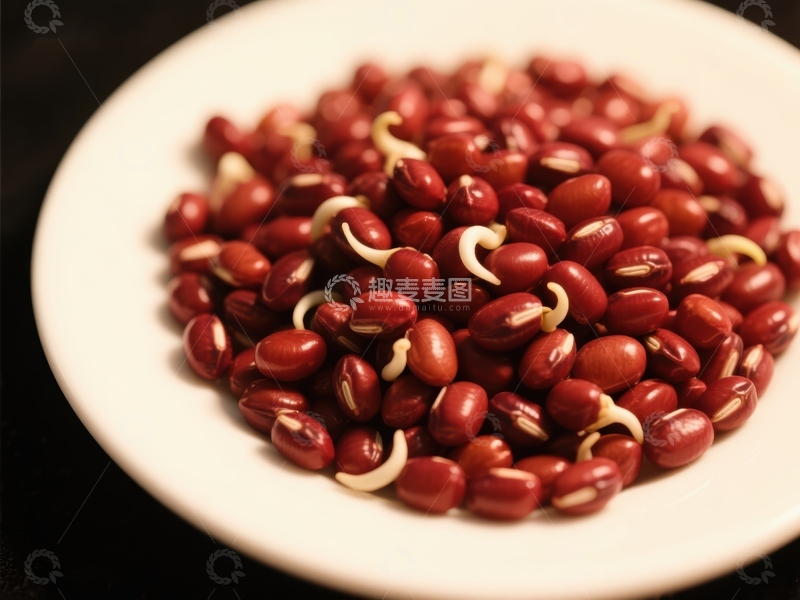 高清大图下载【趣麦麦图】发芽红豆盘中静置