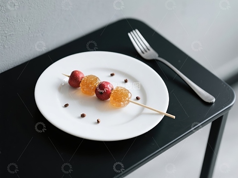 果冻串与樱桃装饰盘