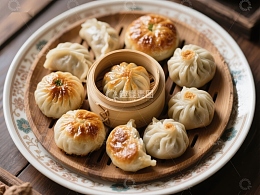 精美中式点心：包子与烧卖