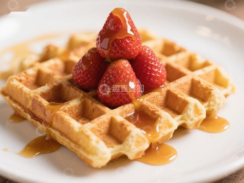 高清大图下载【趣麦麦图】草莓糖浆淋洒的松饼