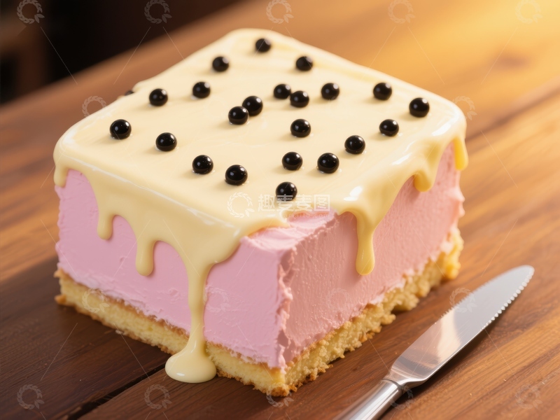高清大图下载【趣麦麦图】粉色奶油蛋糕配巧克力装饰
