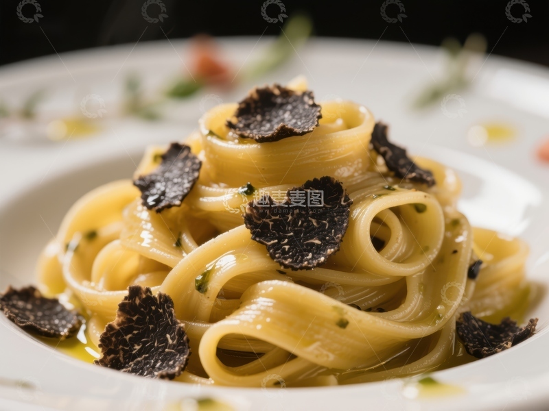 高清大图下载【趣麦麦图】黑松露奶油意面精致呈现