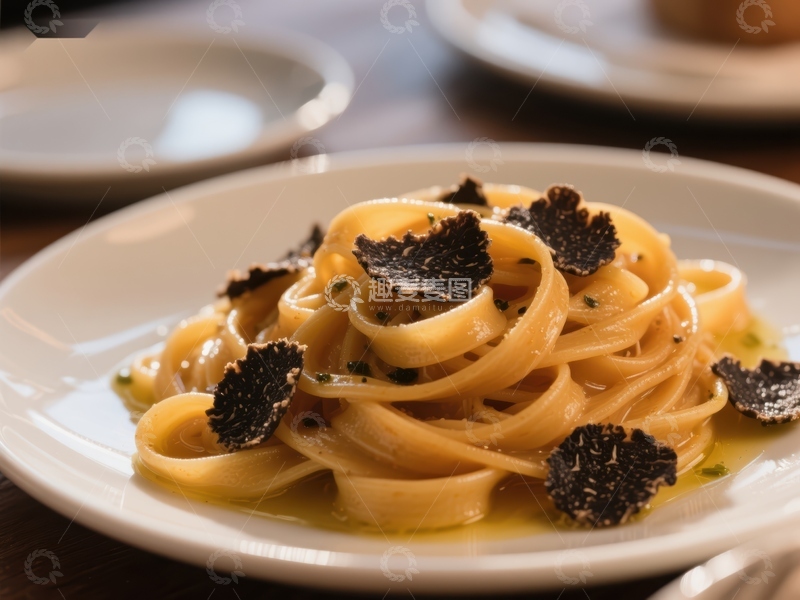 高清大图下载【趣麦麦图】黑松露意面，精致美食呈现