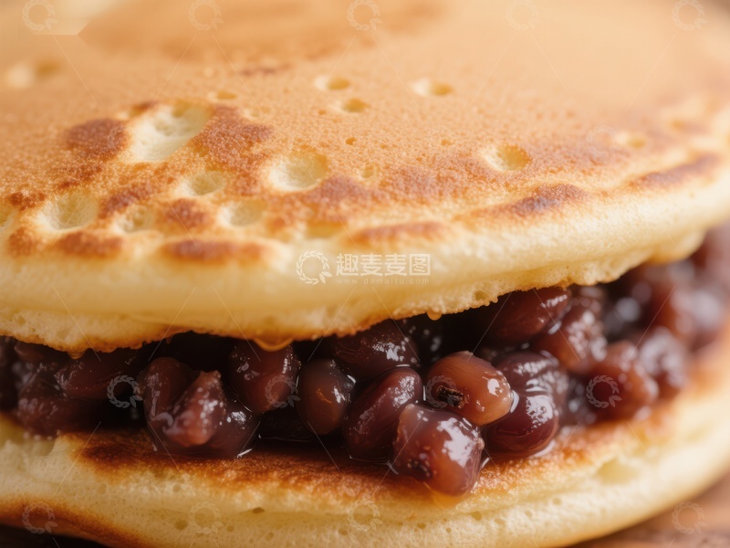 高清大图下载【趣麦麦图】红豆夹心煎饼特写
