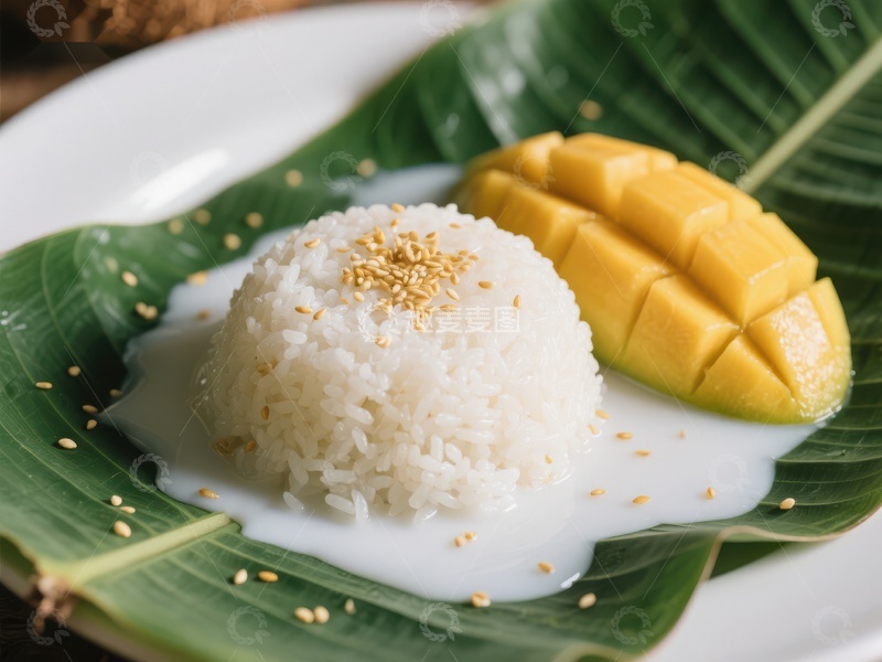 高清大图下载【趣麦麦图】芒果糯米饭，传统泰式甜点