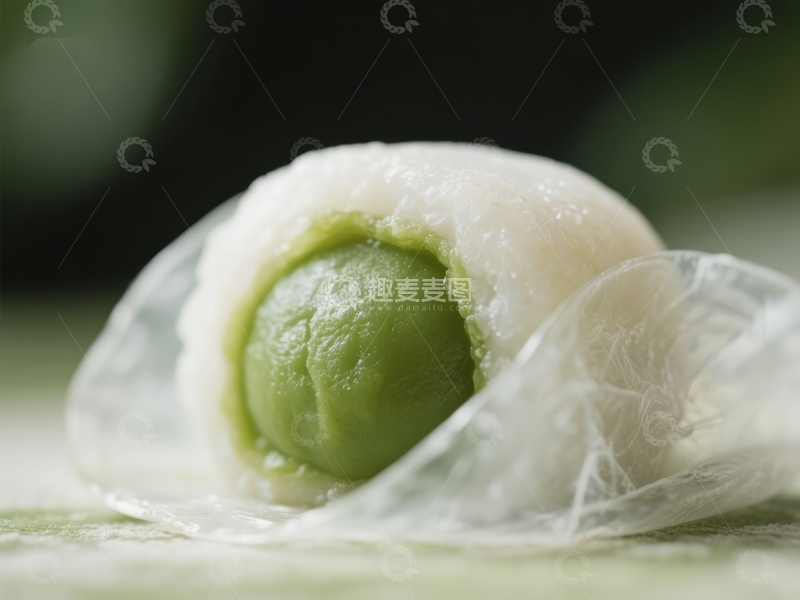 高清大图下载【趣麦麦图】抹茶味糯米团特写