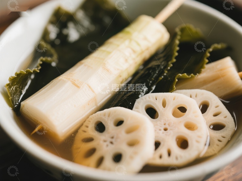 高清大图下载【趣麦麦图】莲藕海带汤，清新养生美味