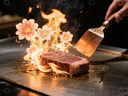 火焰炙烤牛肉，铁板上的美食艺术