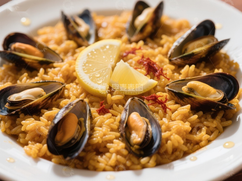 高清大图下载【趣麦麦图】海鲜饭配青口和柠檬