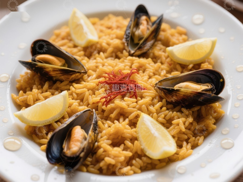 高清大图下载【趣麦麦图】海鲜饭配贻贝和柠檬