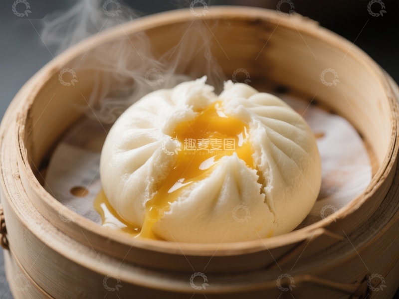 高清大图下载【趣麦麦图】热气腾腾的流沙包