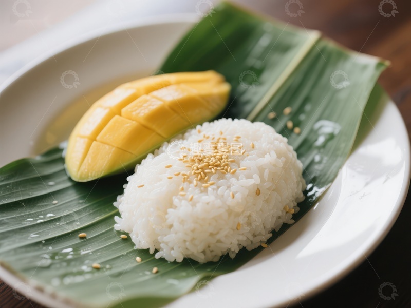 高清大图下载【趣麦麦图】芒果糯米饭，传统泰式甜点