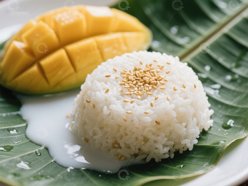 高清大图下载【趣麦麦图】芒果糯米饭，传统泰式甜点