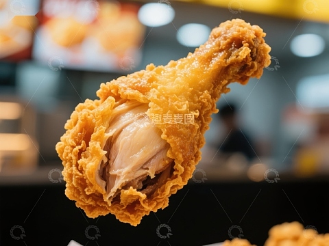 金黄酥脆的炸鸡腿特写