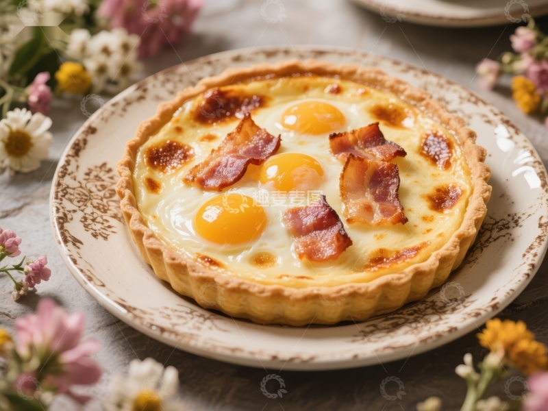 高清大图下载【趣麦麦图】蛋挞配培根，美味早餐