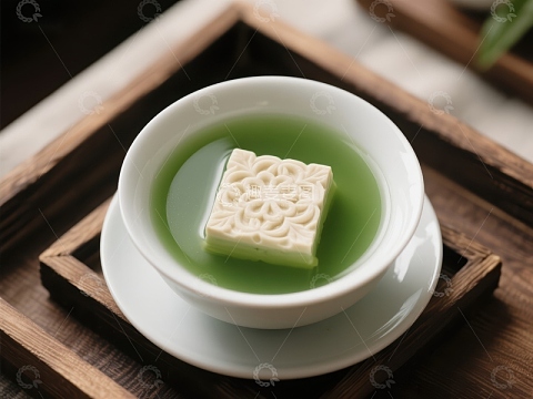 绿茶中的精致糕点