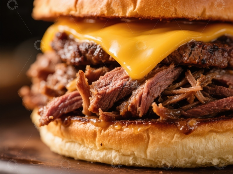 高清大图下载【趣麦麦图】芝士牛肉汉堡特写