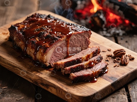 烟熏烤肉，切片摆盘