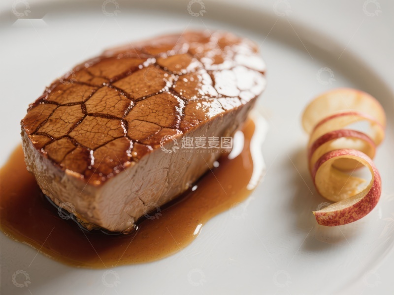 高清大图下载【趣麦麦图】煎制肉排配苹果卷