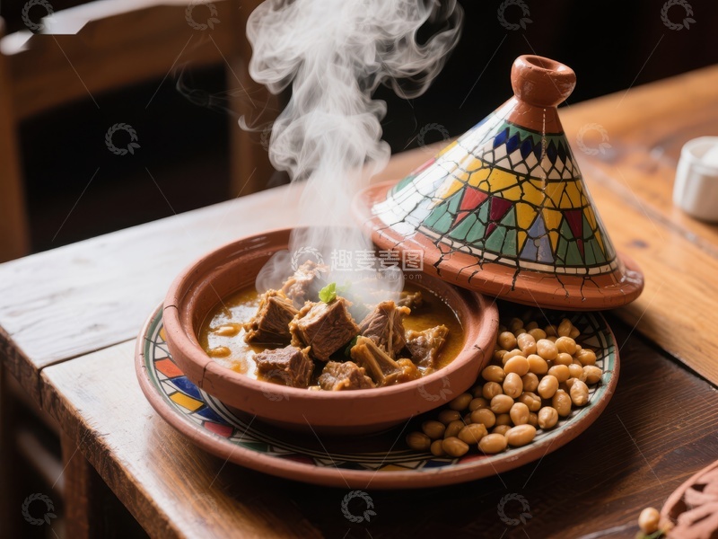 高清大图下载【趣麦麦图】热气腾腾的塔吉锅美食