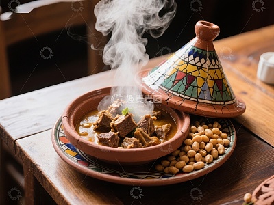 热气腾腾的塔吉锅美食