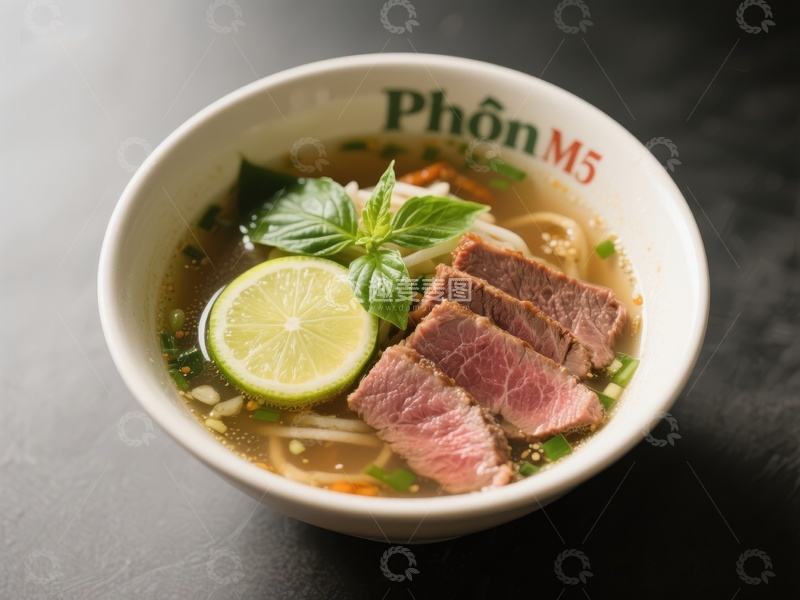 高清大图下载【趣麦麦图】越南牛肉汤配青柠与香草