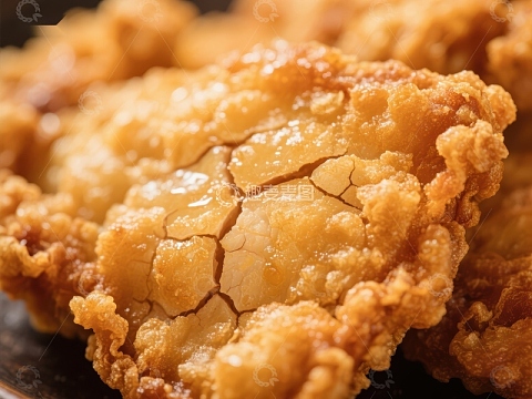 金黄酥脆的炸鸡特写