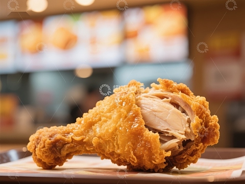 金黄酥脆的炸鸡腿特写