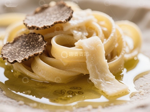 黑松露意面，橄榄油与奶酪点缀
