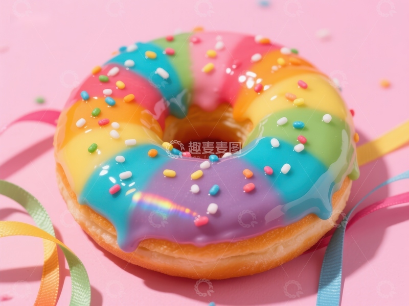 高清大图下载【趣麦麦图】彩虹糖霜甜甜圈
