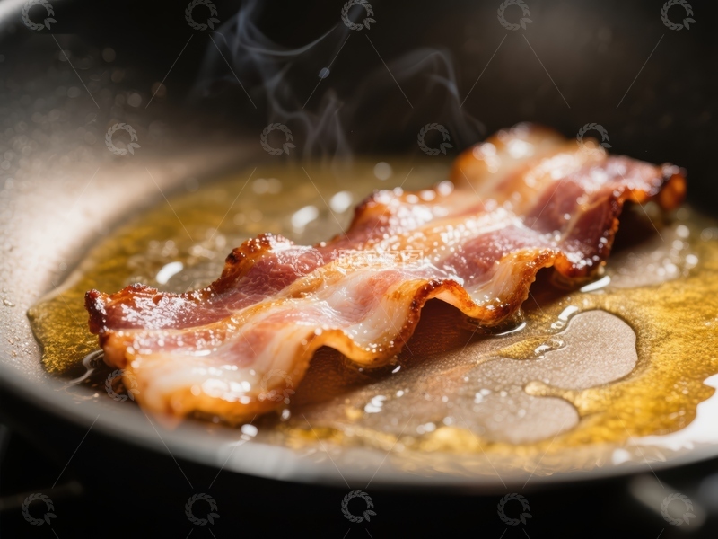 高清大图下载【趣麦麦图】煎锅中的培根滋滋作响