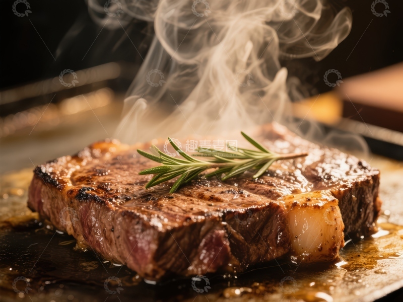 高清大图下载【趣麦麦图】热气腾腾的烤牛肉配迷迭香