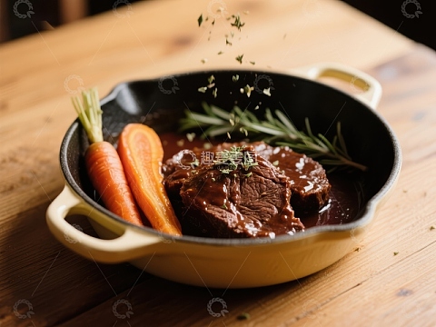 牛肉炖菜配胡萝卜与迷迭香