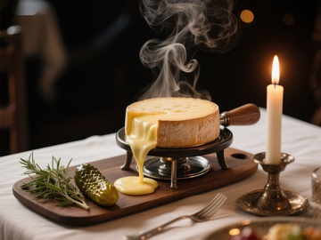 热融奶酪配香草与酸黄瓜